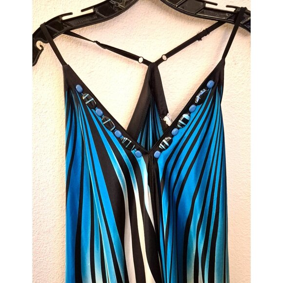 Colorful Boho Embelished Striped Maxi Dress Handkerchief Hem Size S* NWT - Picture 2 of 8